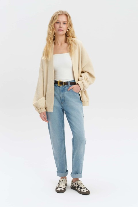 Niebieskie Jeansy Flare Damskie - SALI FLARE DARK BLUE