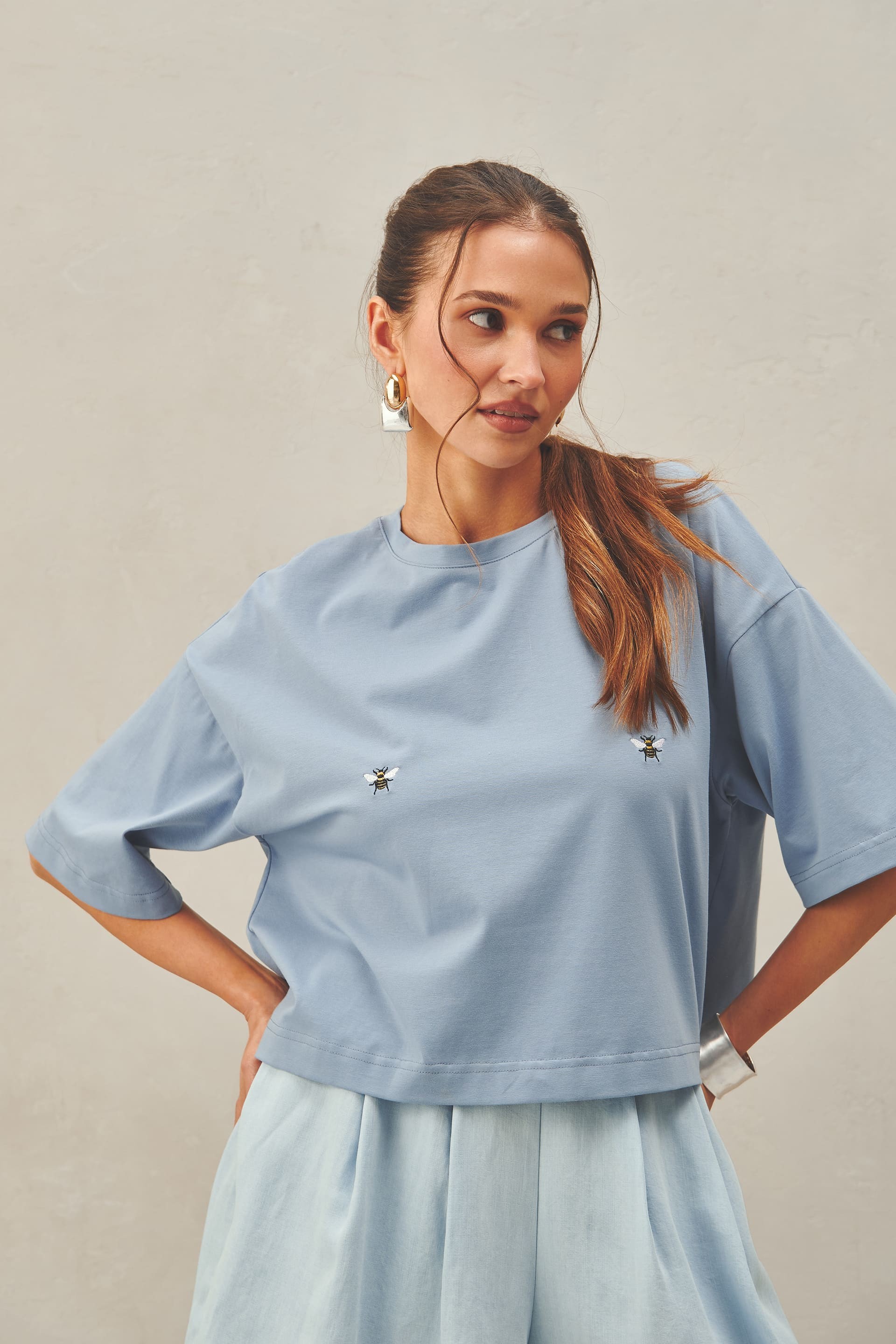 T-SHIRT BOXY BLUE BEES