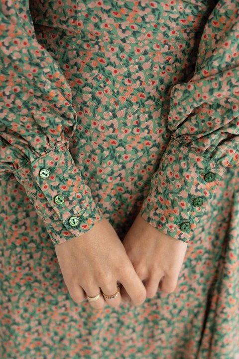 ULLA GREEN FLOWERS DRESS - Naree