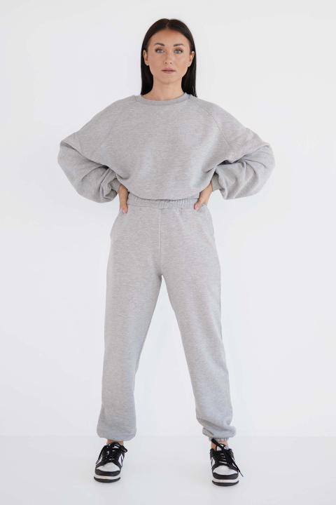 CROPED MELANGE SWEATSHIRT - Naree