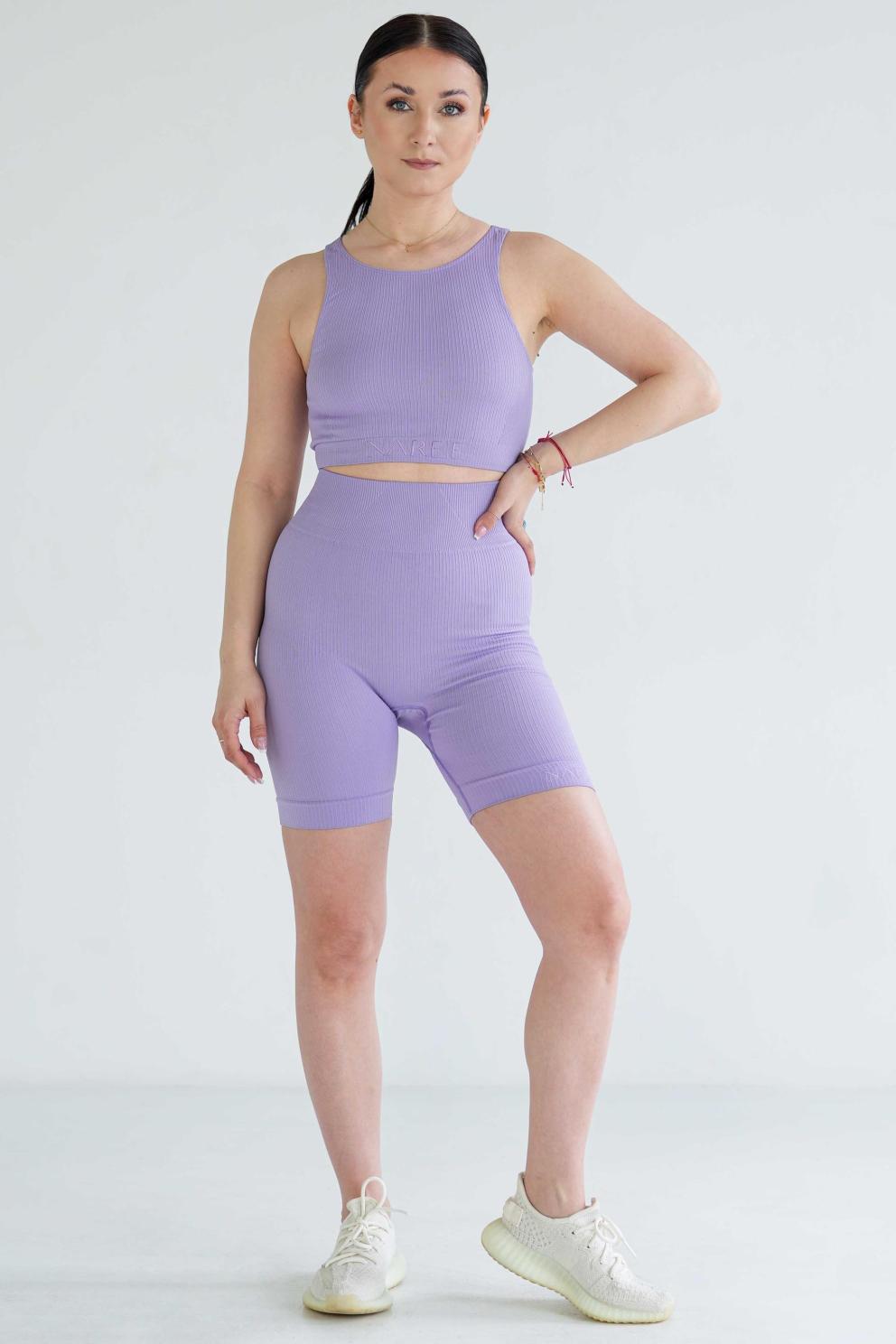 violet biker shorts