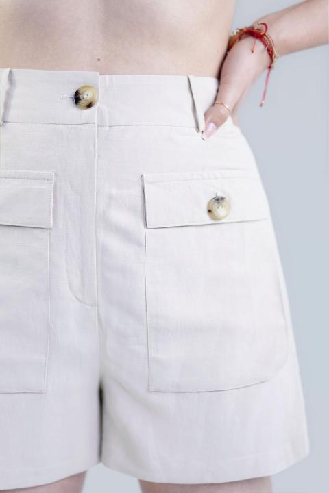 BRUNA BEIGE SHORTS - Naree