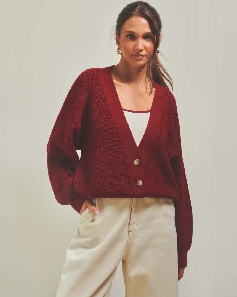 naree czerwony sweter z wełny merino