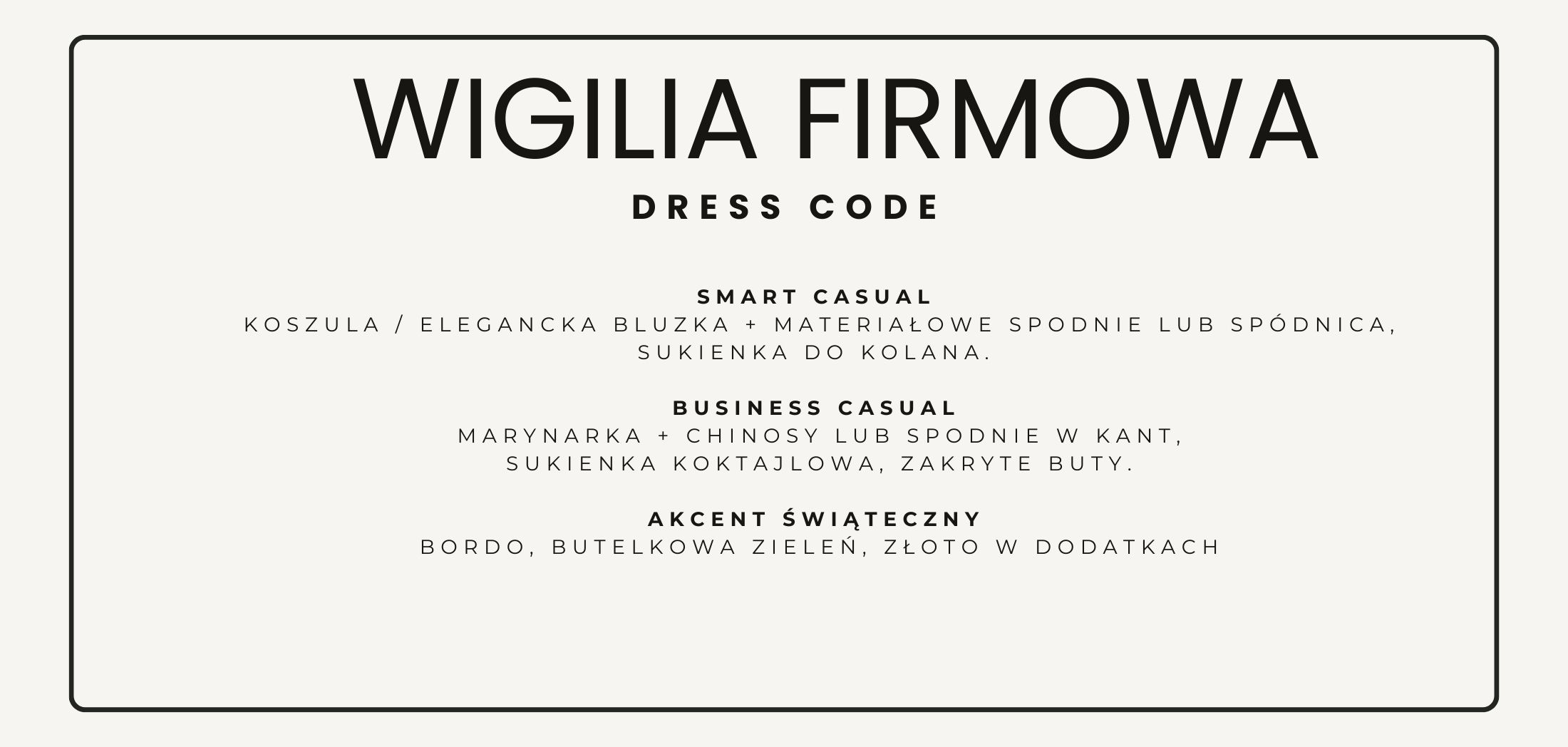 Coming Soon wigilia firmowa dress code