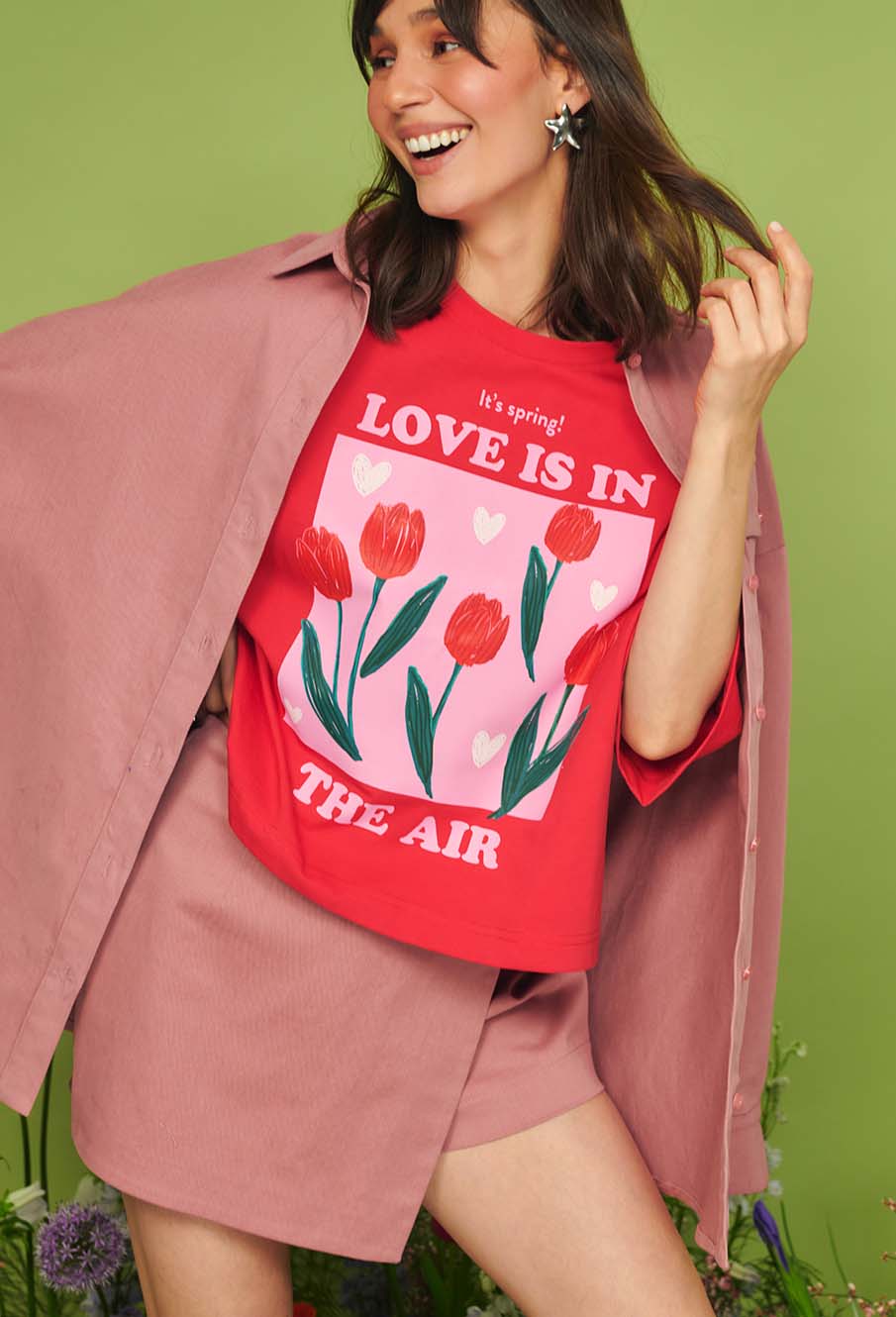 t-shirt oversize z nadrukiem