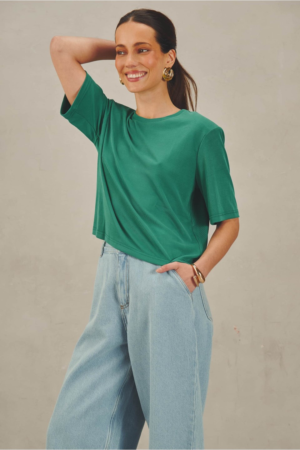 T-SHIRT SHOULDER PADS GREEN (Rozmiar: M)