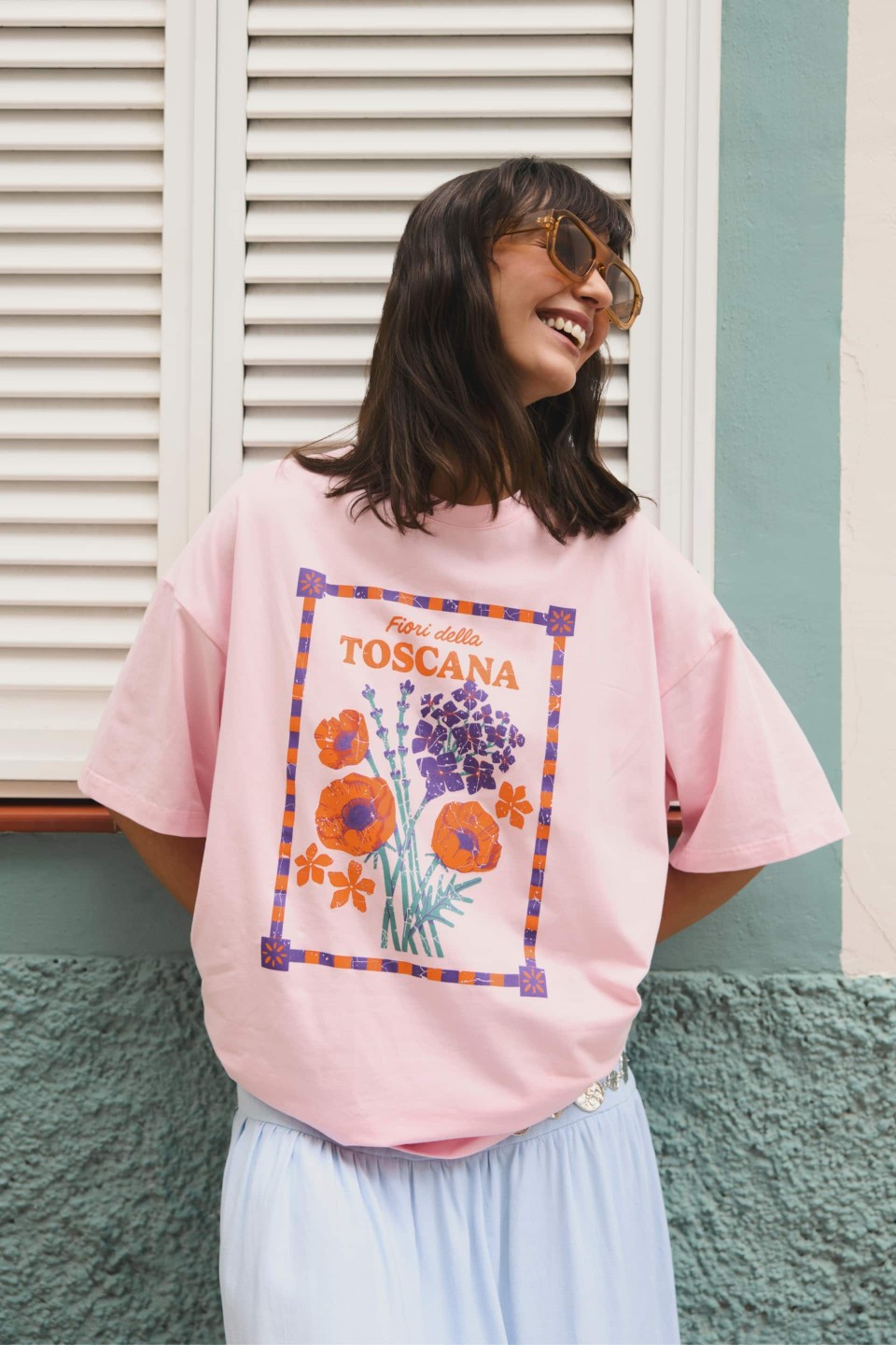 T-SHIRT OVERSIZE PINK TOSCANA (Rozmiar: M)